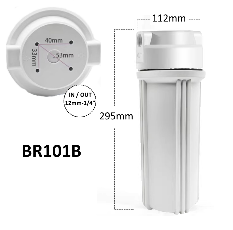 картинка Колба для фильтра BR101B (10" Slim Line, пласт. резьба 1/4")