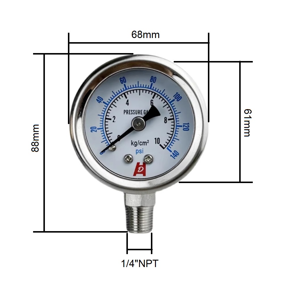 картинка Манометр с маслом PSM-2 (P-tyr) 63mm 